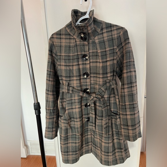 NEVER-WORN Kenzie Plaid Peacoat, with Belted-Waist - Picture 1 of 7